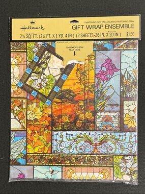Hallmark Stained Glass Gift Wrap Ensemble Vintage in Original Packaging RARE